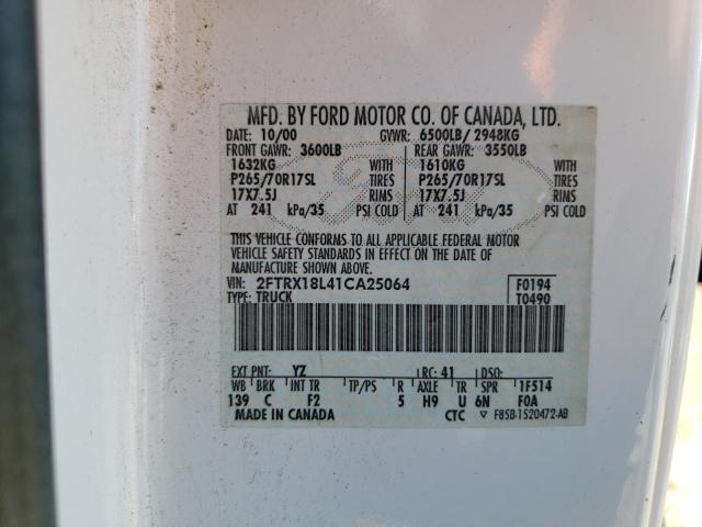 2001 Ford F150 VIN: 2FTRX18L41CA25064 Lot: 61485564