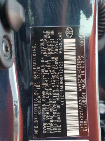 2021 TOYOTA CAMRY-LE 4T1C11AK9MU412122