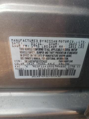 2016 Nissan Sentra S VIN: 3N1AB7AP5GY223432 Lot: 63219264