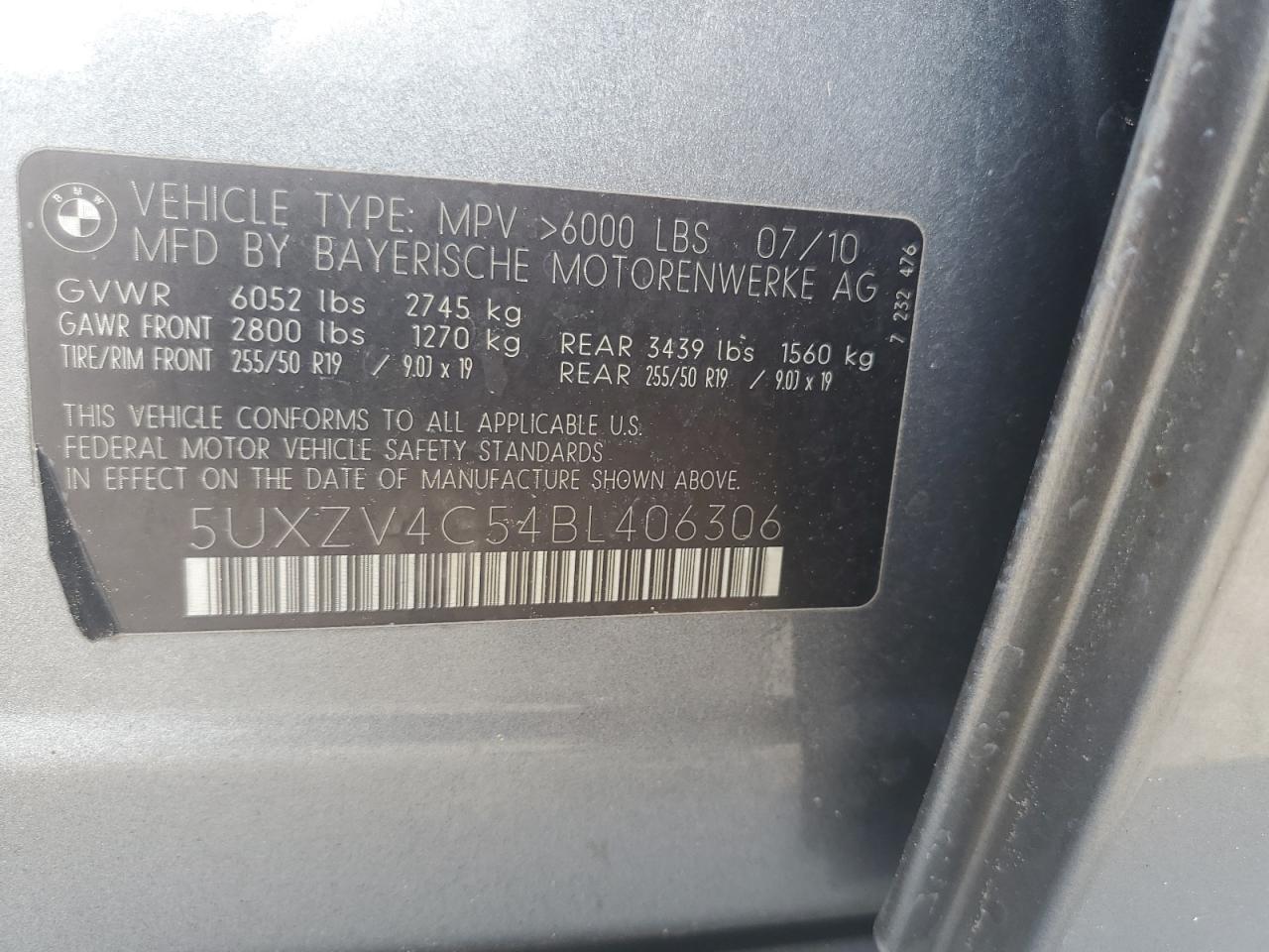 5UXZV4C54BL406306 2011 BMW X5 xDrive35I