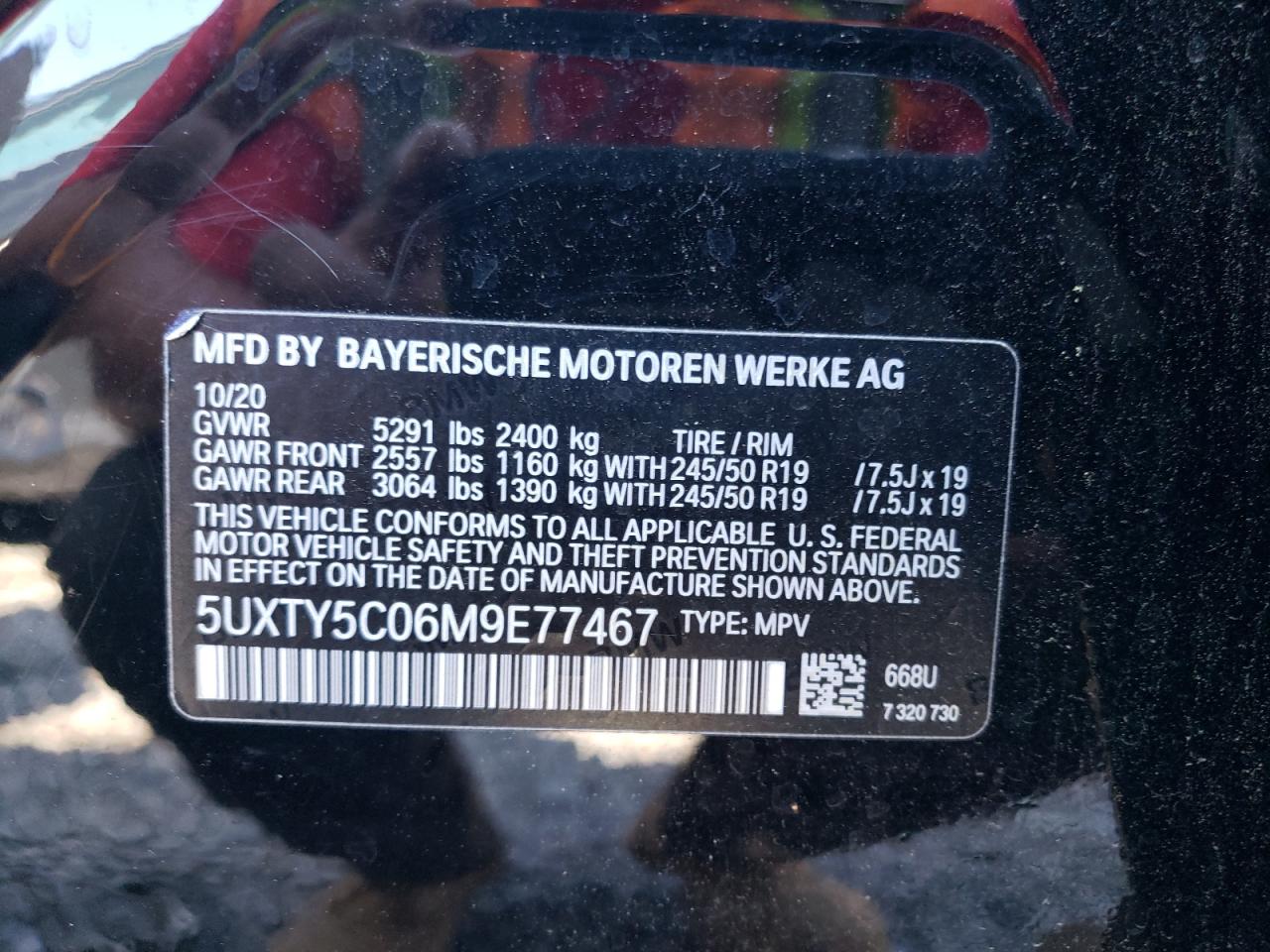 5UXTY5C06M9E77467 2021 BMW X3 xDrive30I