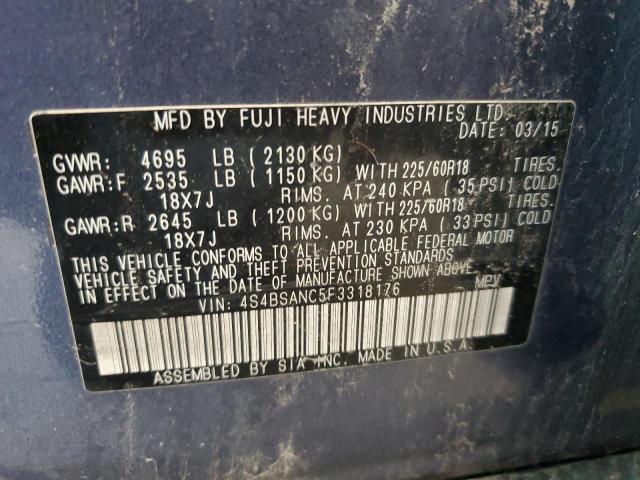 2015 SUBARU OUTBACK 2. - 4S4BSANC5F3318176