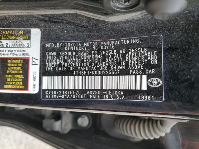 VIN 4T1BF1FK0GU225667 2016 Toyota Camry, LE no.12