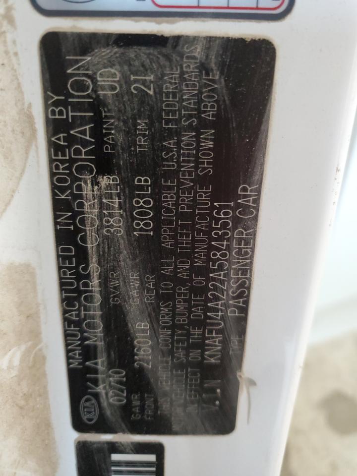 KNAFU4A22A5843561 2010 Kia Forte Ex