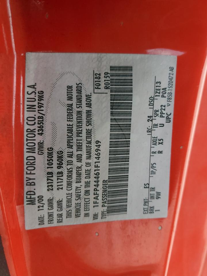 1FAFP44461F146949 2001 Ford Mustang
