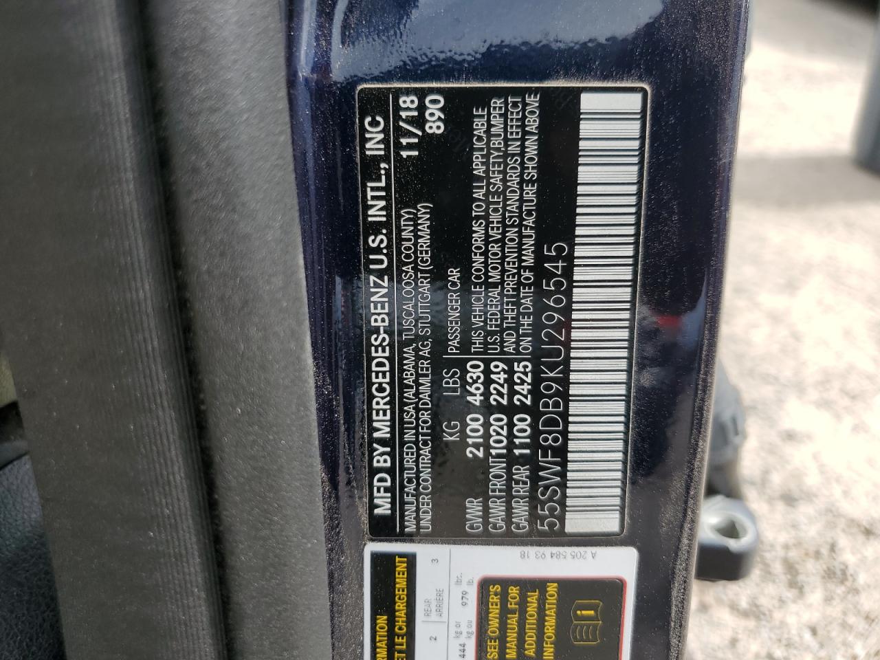 55SWF8DB9KU296545 2019 Mercedes-Benz C 300