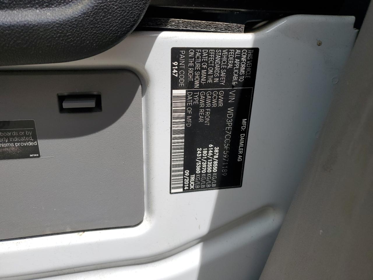 WD3PE7CC5F5971189 2015 Mercedes-Benz Sprinter 2500