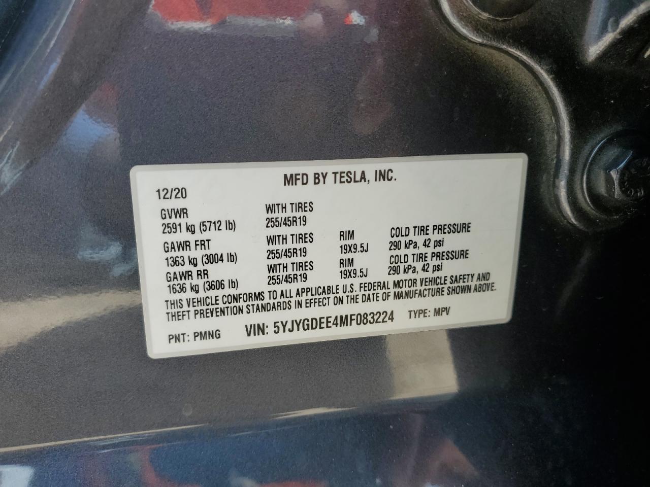 5YJYGDEE4MF083224 2021 Tesla Model Y