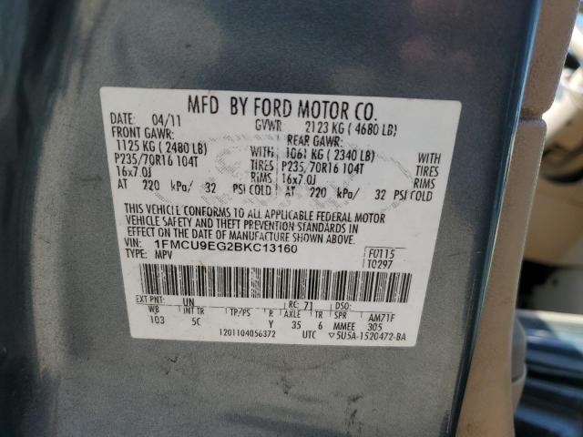 2011 Ford Escape Limited VIN: 1FMCU9EG2BKC13160 Lot: 59461404