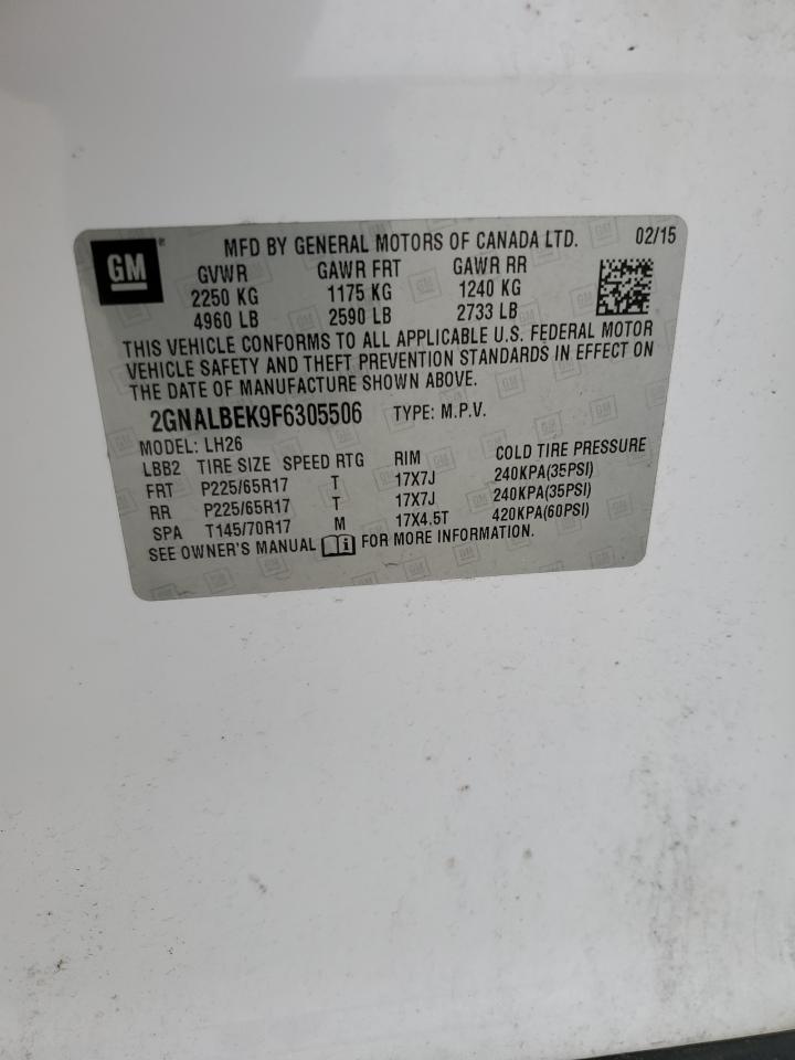 2GNALBEK9F6305506 2015 Chevrolet Equinox Lt