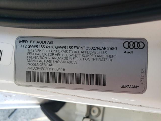 2013 Audi A6 Premium Plus VIN: WAUDFAFC2DN080415 Lot: 62031714