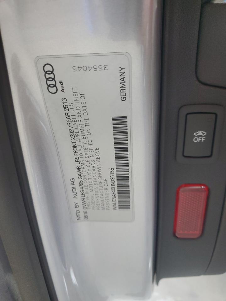 WAUENAF40HN035155 2017 Audi A4 Premium Plus