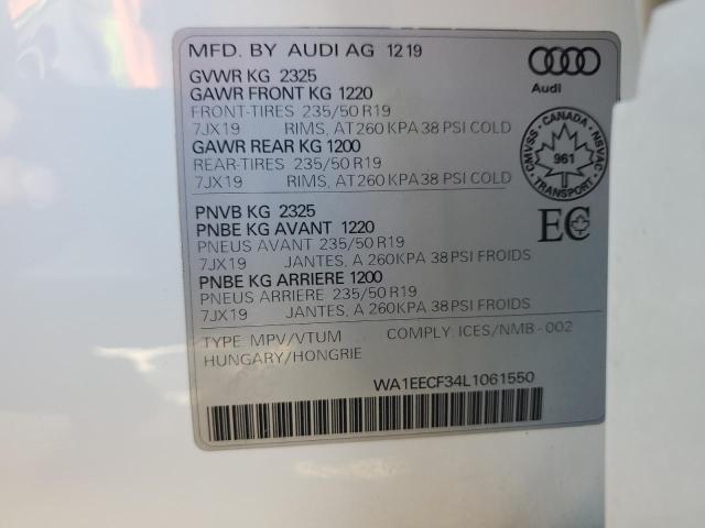 2020 Audi Q3 Premium Plus S-Line VIN: WA1EECF34L1061550 Lot: 62141374