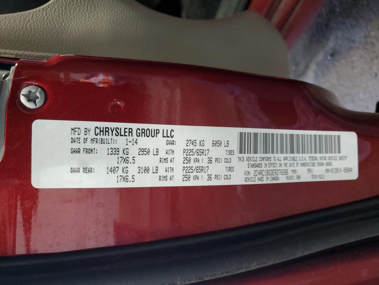 2C4RC1BG3ER270268 2014 Chrysler Town & Country Touring