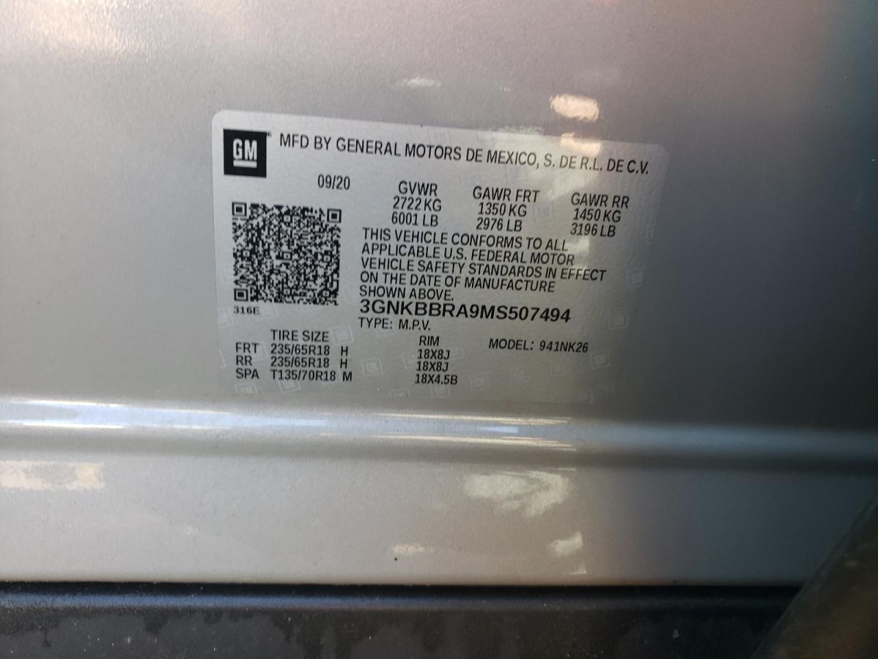 3GNKBBRA9MS507494 2021 Chevrolet Blazer 1Lt