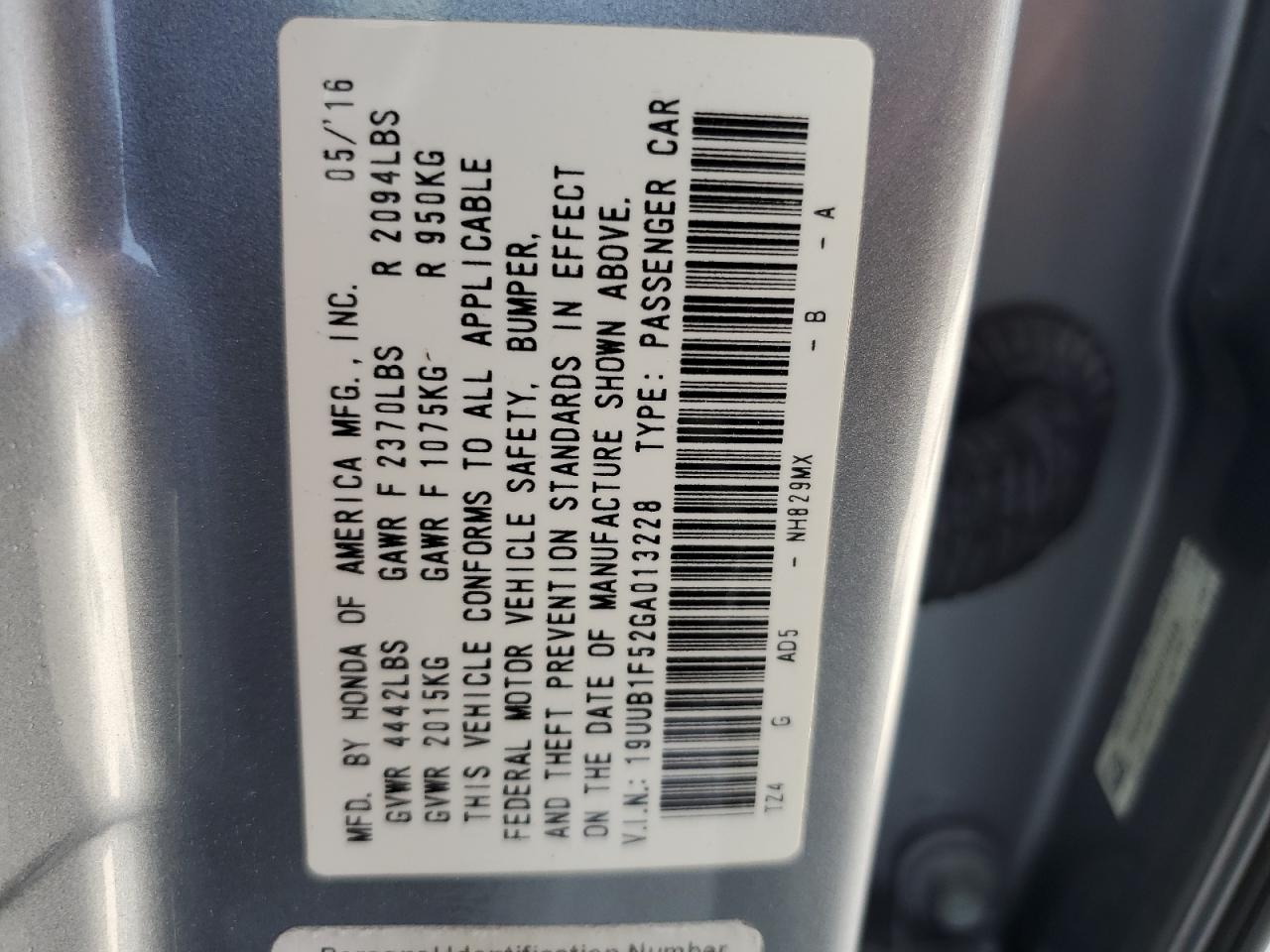 19UUB1F52GA013228 2016 Acura Tlx Tech