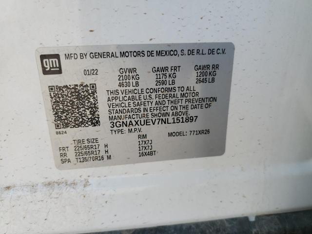 2022 CHEVROLET EQUINOX LT - 3GNAXUEV7NL151897