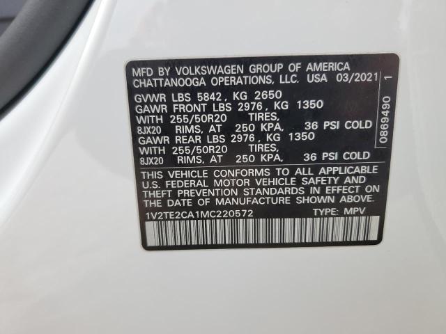 2021 Volkswagen Atlas Cross Sport Sel Premium VIN: 1V2TE2CA1MC220572 Lot: 61960534