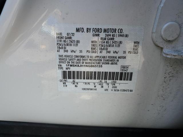 2022 FORD EXPLORER T - 1FMSK8JH1NGB65135