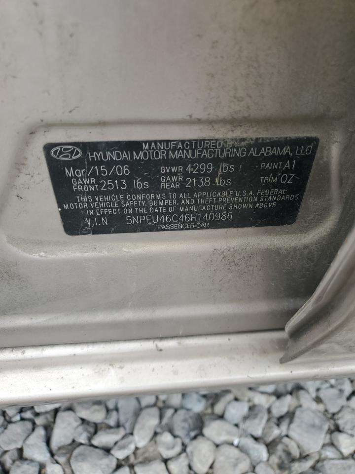 5NPEU46C46H140986 2006 Hyundai Sonata Gls