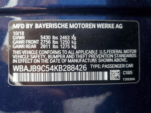 VIN WBAJB9C54KB288426 2019 BMW 5 Series, M550XI no.12