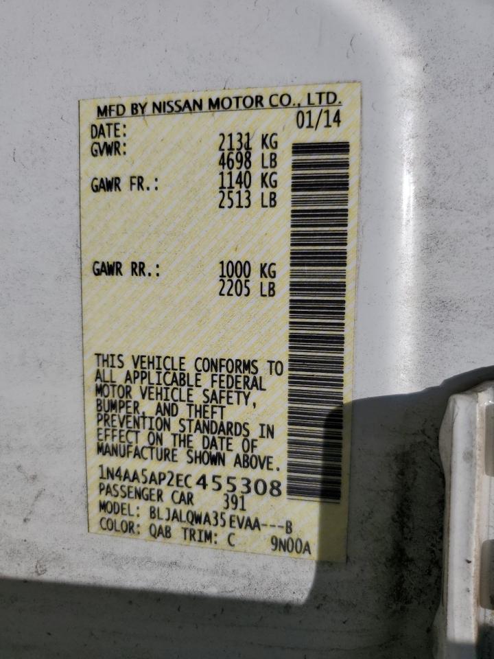 1N4AA5AP2EC455308 2014 Nissan Maxima S