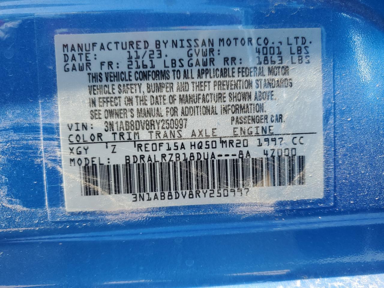 3N1AB8DV8RY250997 2024 Nissan Sentra Sr