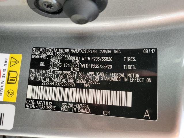 2017 Lexus Rx 350 Base VIN: 2T2ZZMCAXHC082924 Lot: 61932894