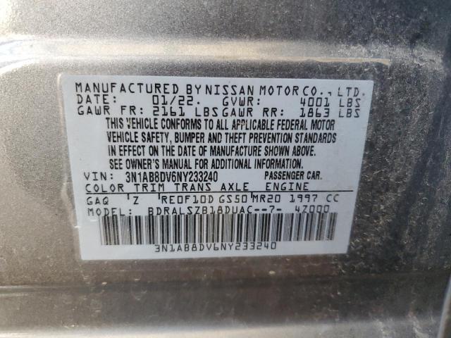 2022 Nissan Sentra Sr VIN: 3N1AB8DV6NY233240 Lot: 62719624