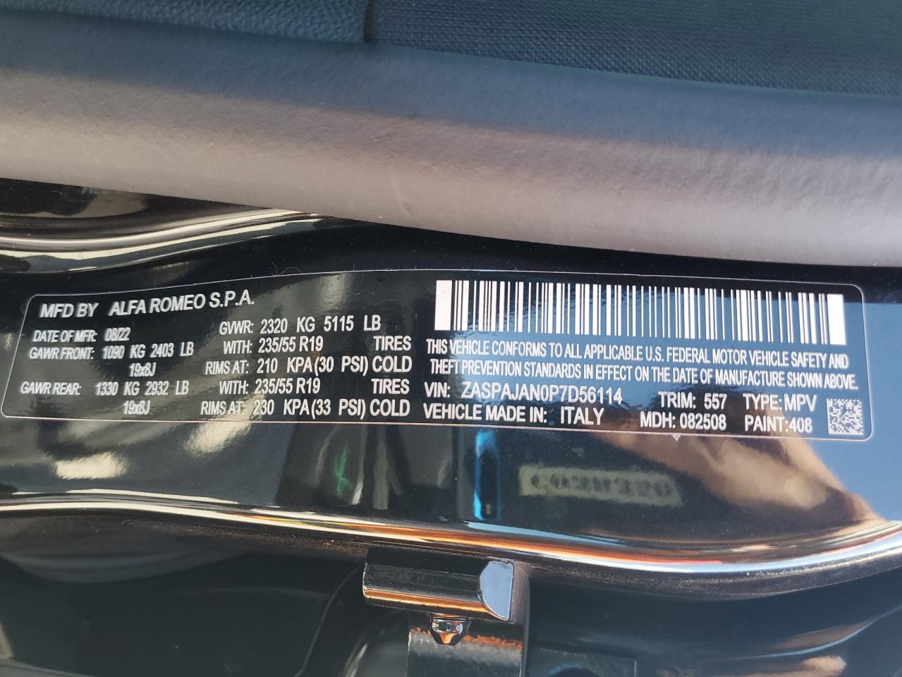 ZASPAJAN0P7D56114 2023 Alfa Romeo Stelvio Sprint