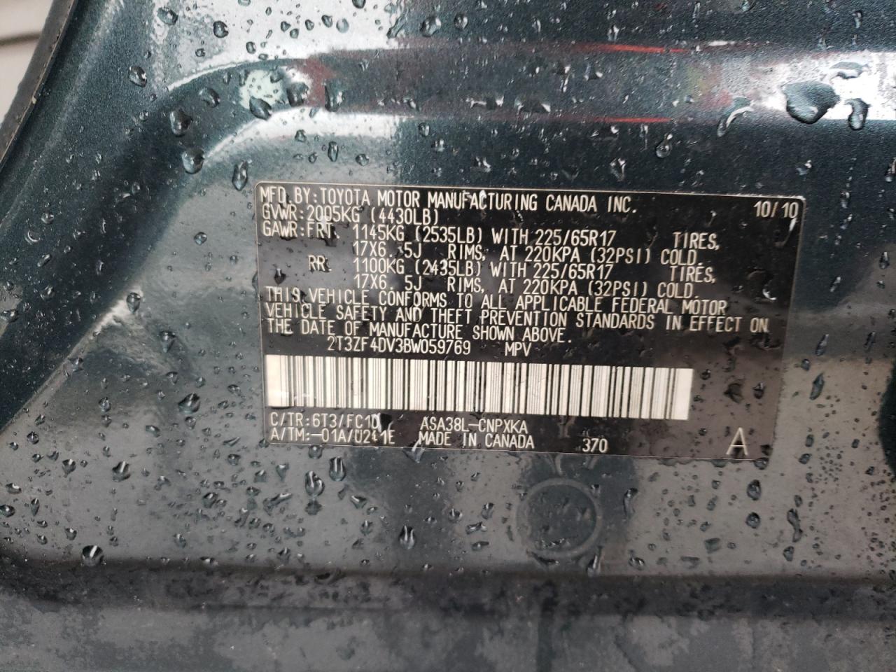 2T3ZF4DV3BW059769 2011 Toyota Rav4