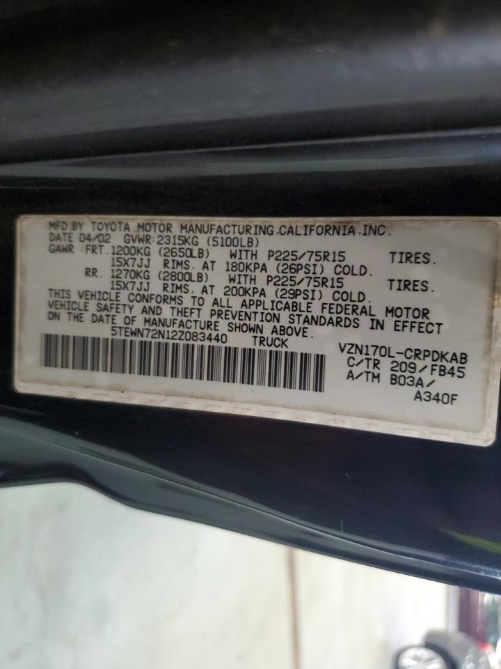 5TEWN72N12Z083440 2002 Toyota Tacoma Xtracab