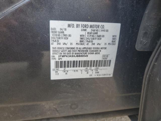 2018 Ford Edge Titanium VIN: 2FMPK3K8XJBB88549 Lot: 62128164