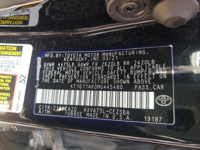 VIN 4T1G11AK0MU445480 2021 Toyota Camry, SE no.13