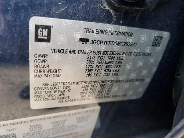 2021 CHEVROLET SILVRDO LT 3GCPYFED0MG252970