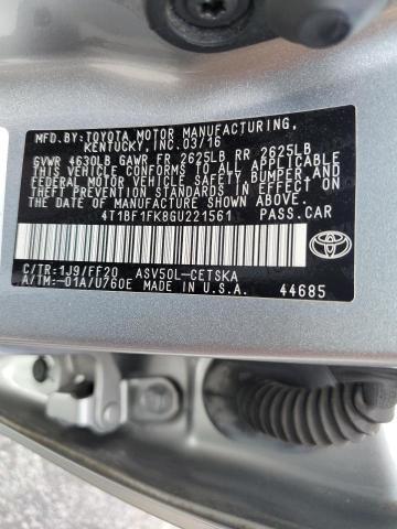 VIN 4T1BF1FK8GU221561 2016 Toyota Camry, LE no.12