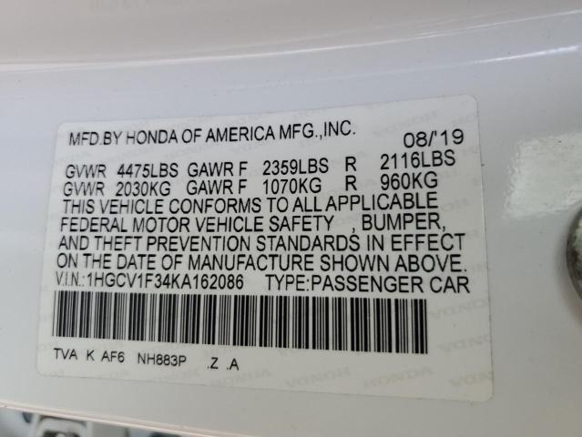 2019 HONDA ACCORD SPO - 1HGCV1F34KA162086