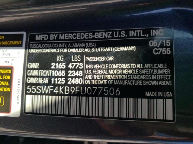 VIN 55SWF4KB9FU077506 2015 Mercedes-Benz C-Class, 3... no.12