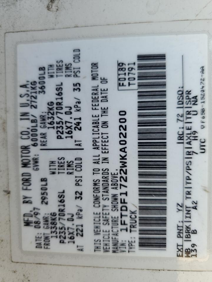 1FTDF1722WKA02200 1998 Ford F150