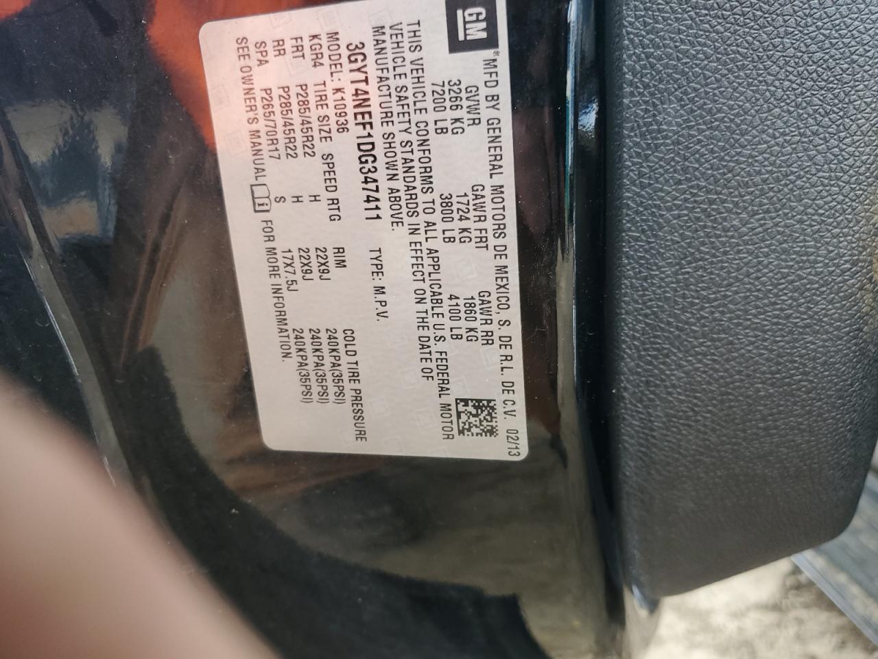 3GYT4NEF1DG347411 2013 Cadillac Escalade Ext Premium