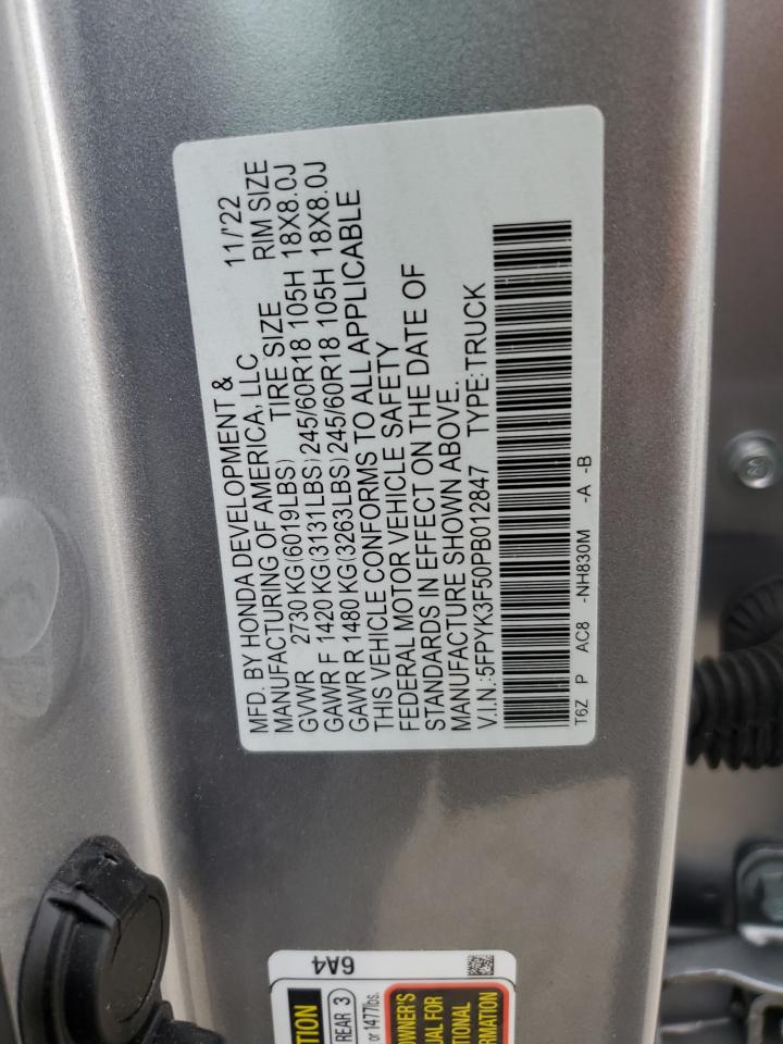 5FPYK3F50PB012847 2023 Honda Ridgeline Rtl