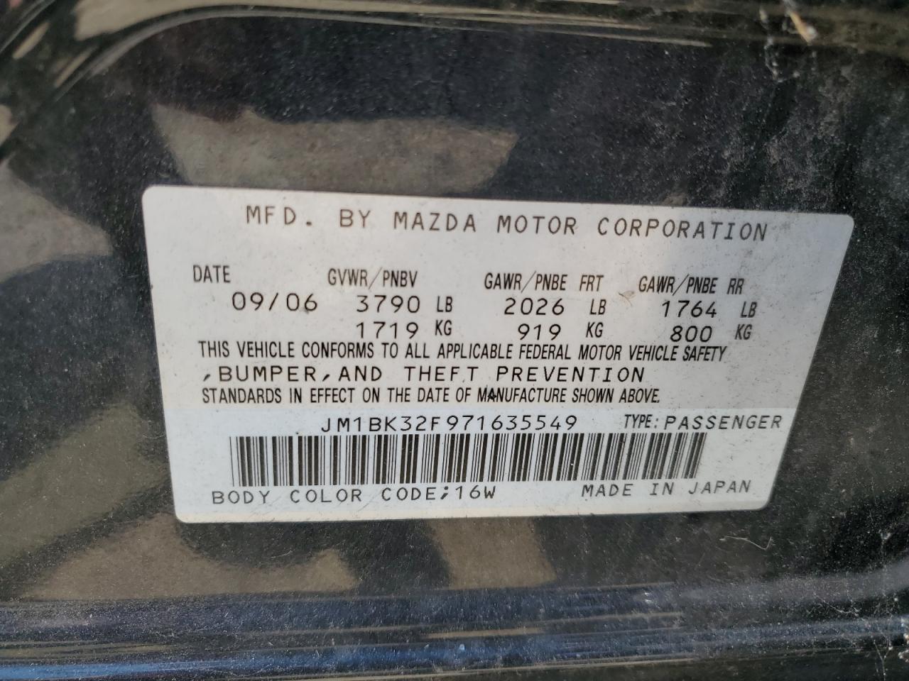 JM1BK32F971635549 2007 Mazda 3 I