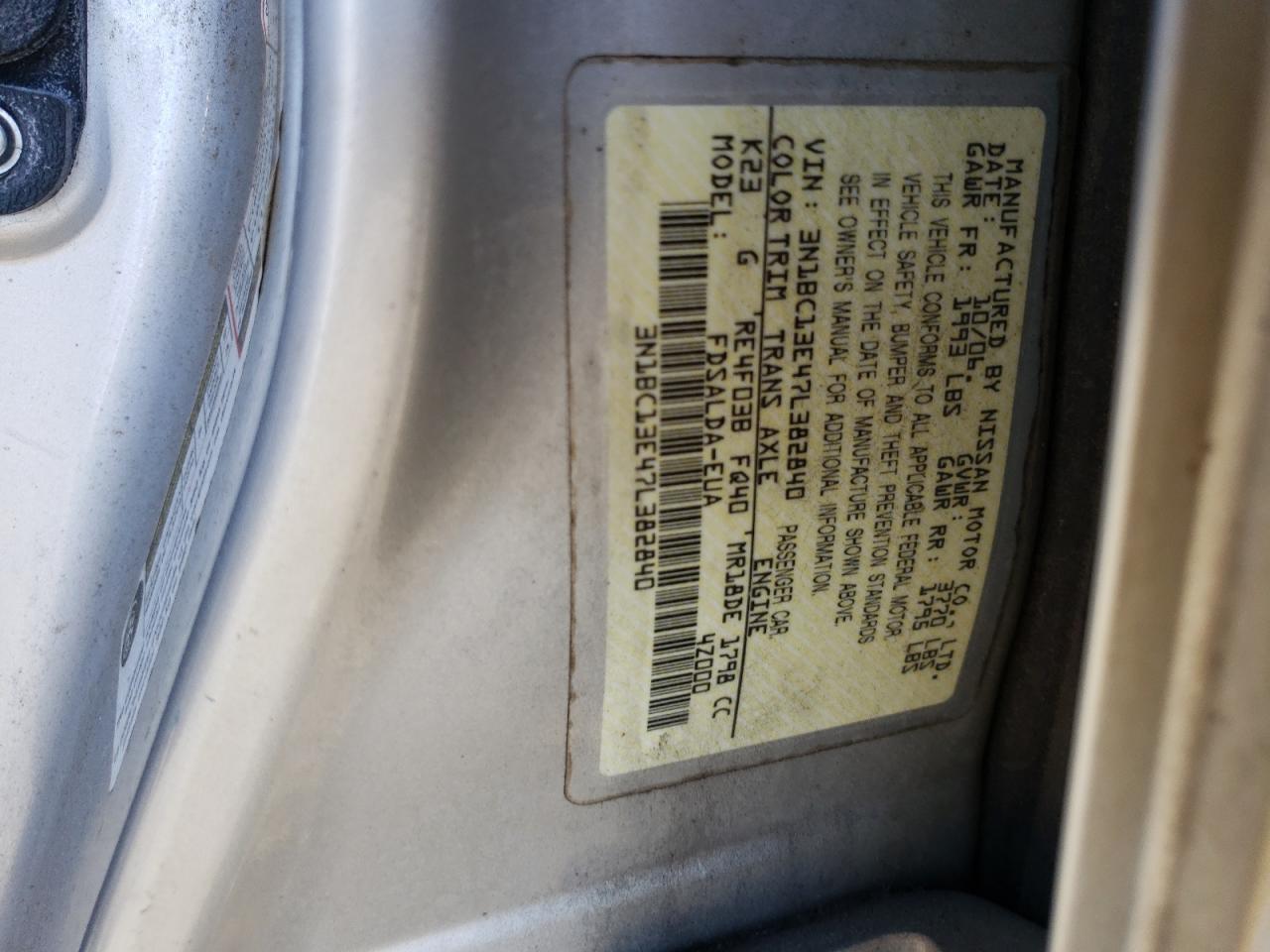 3N1BC13E47L382840 2007 Nissan Versa S