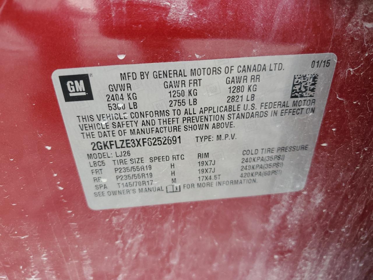 2GKFLZE3XF6252691 2015 GMC Terrain Denali