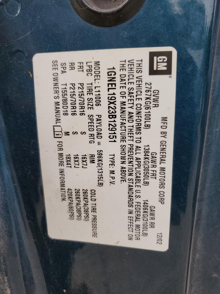 1GNEL19X23B129151 2003 Chevrolet Astro