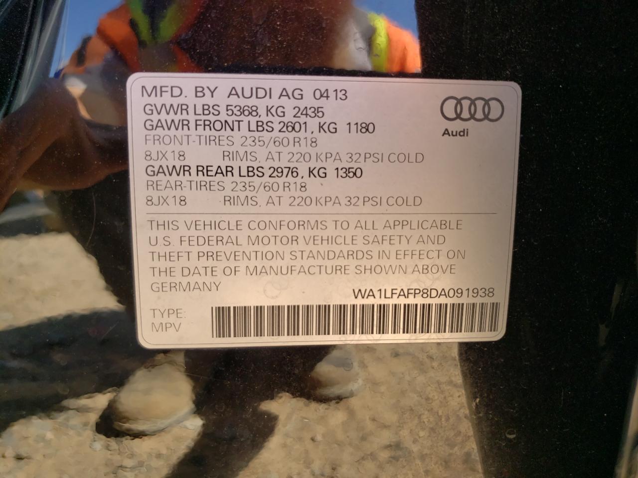 WA1LFAFP8DA091938 2013 Audi Q5 Premium Plus