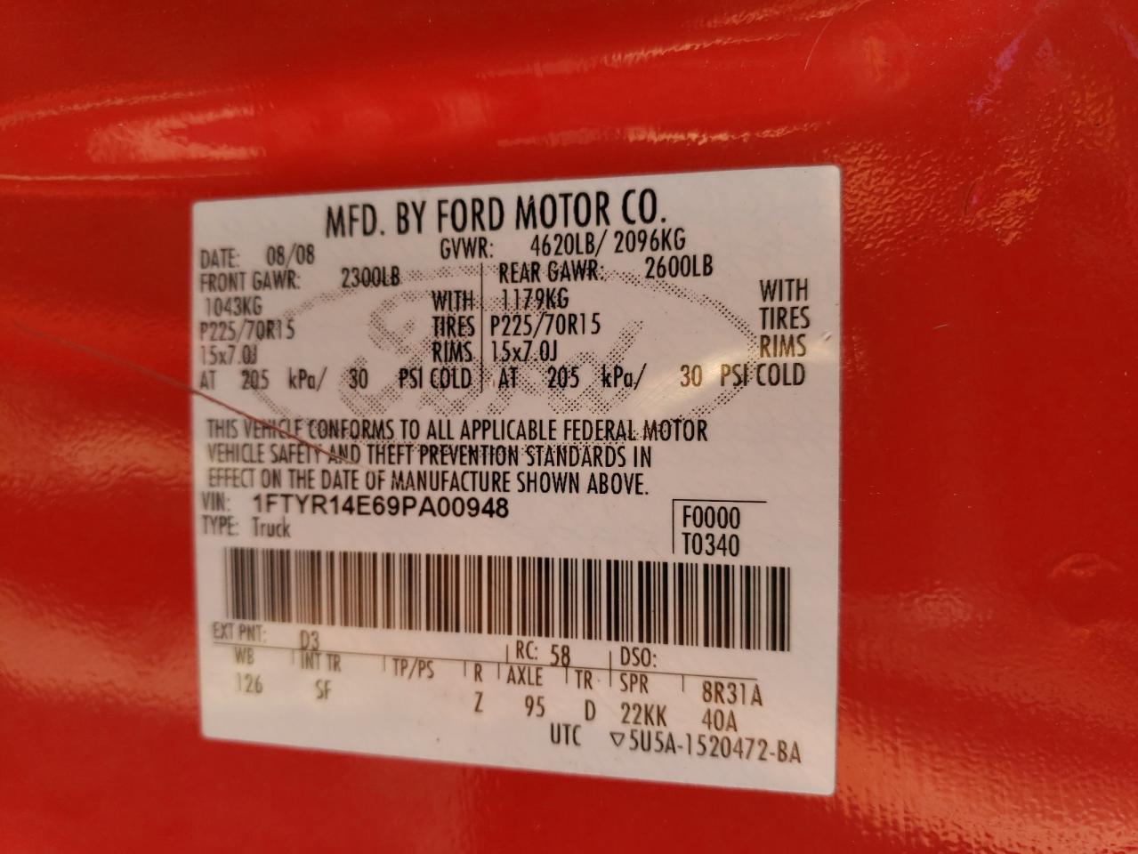 1FTYR14E69PA00948 2009 Ford Ranger Super Cab