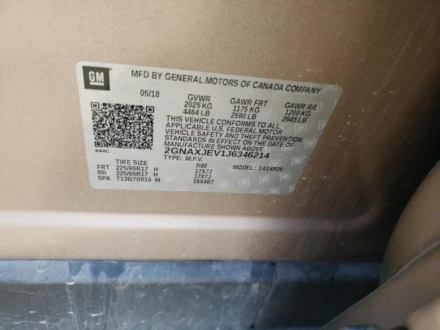 2018 CHEVROLET EQUINOX LT - 2GNAXJEV1J6346214