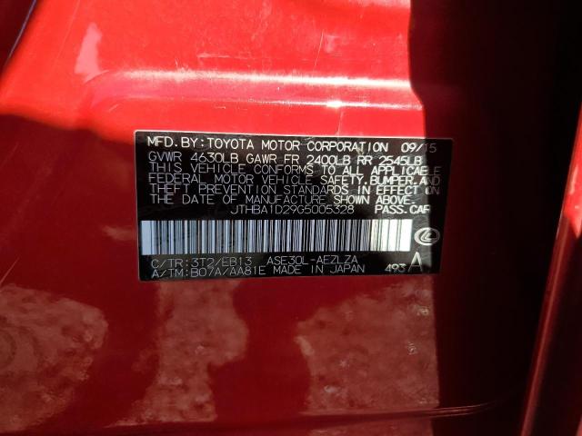 2016 Lexus Is 200T VIN: JTHBA1D29G5005328 Lot: 60980284