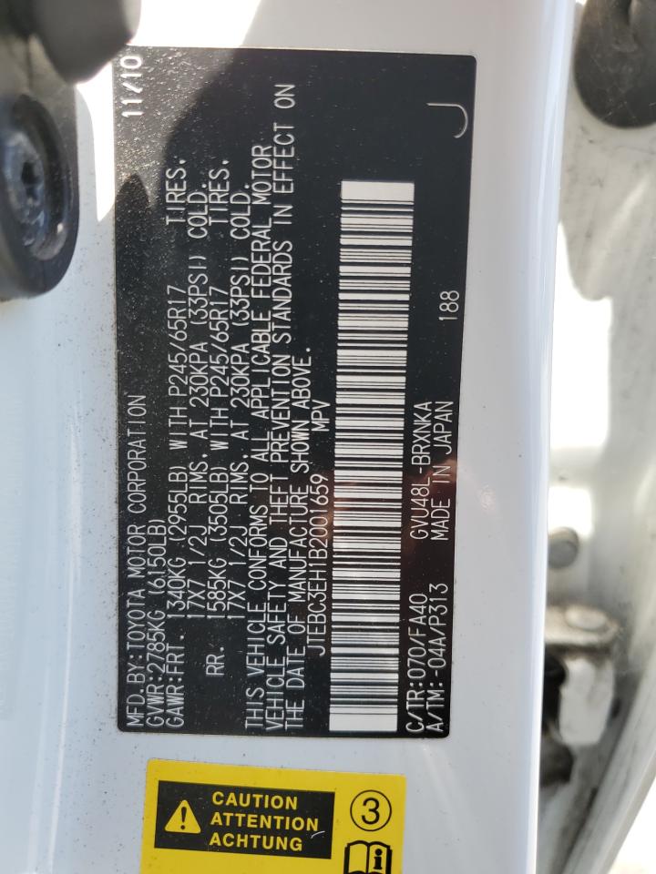 JTEBC3EH1B2001659 2011 Toyota Highlander Hybrid